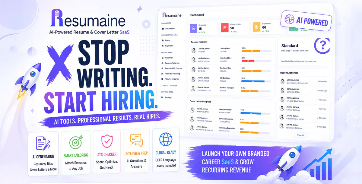 Resumaine - AI Resume and Cover Letter SaaS Platform